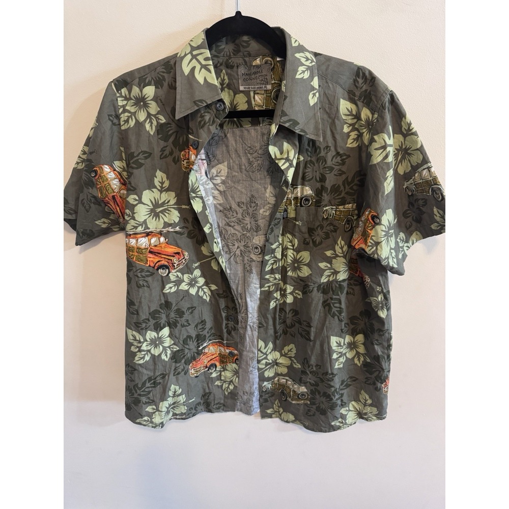 Tropical Beachcore Hawaiian Shirt Y2K Surf Skater Vacationcore‎ Floral Button M